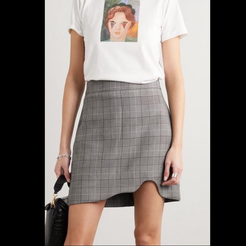 Ganni Asymmetrical Prince of Whales is Checked Skirt